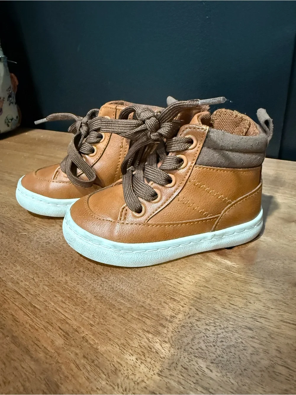 Kids Brown High-Top Sneakers - Casual Lace-Up